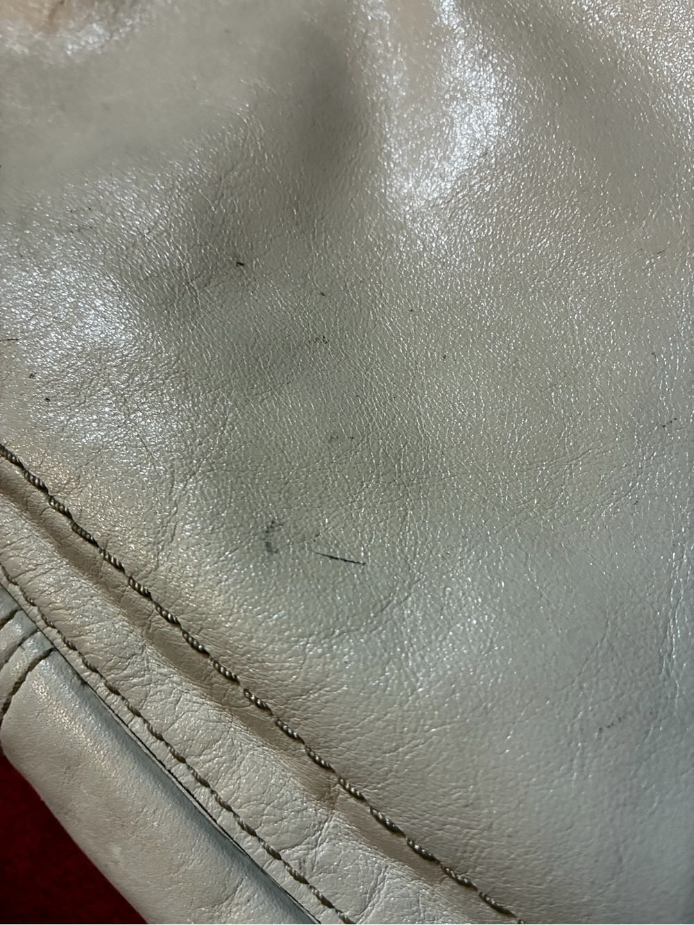 White Coach Leather baby blue satin inside w/ Buckle-Front Shoulder Bag - Picture 4 of 13